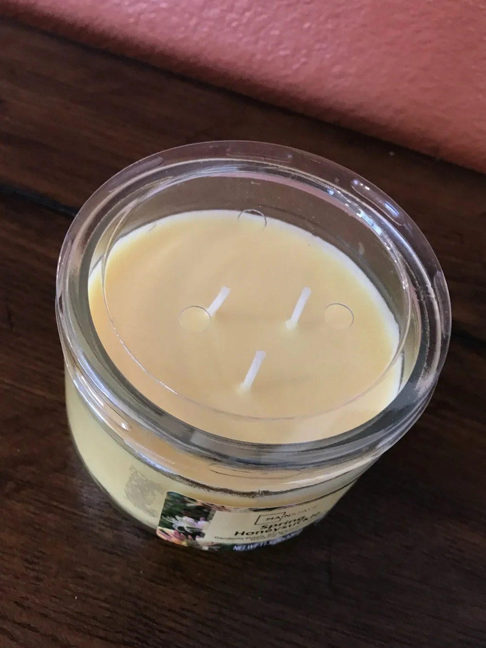 🔴 4/$15 Mainstays New Spring Honeysuckle 3-Wick 11.5oz Glass Jar Yellow Candle